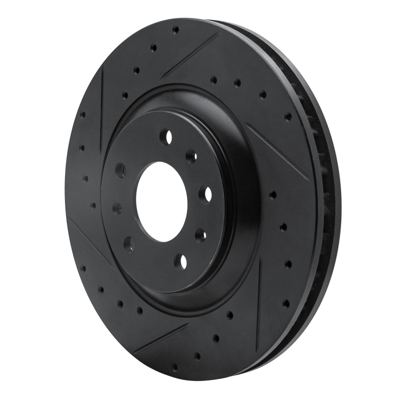 Cadillac CTS Brake Rotor (1) - Front Left - R1 Concepts - Drilled & Slotted - Black - `04-`08